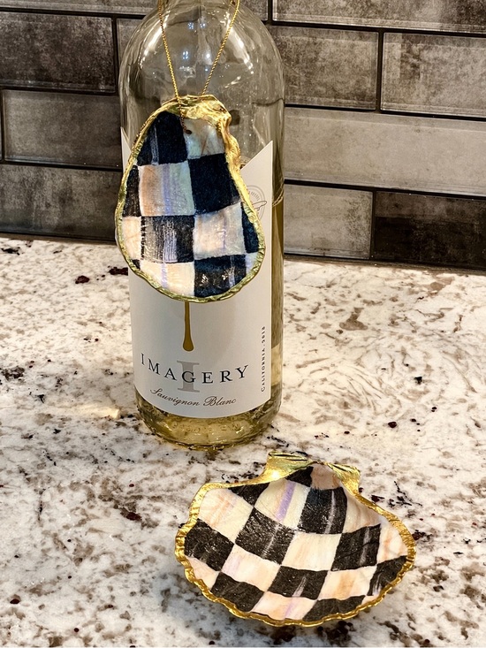Hand Crafted Other - Hand crafted courtly check trinket shell dish and oyster shell ornament gift set